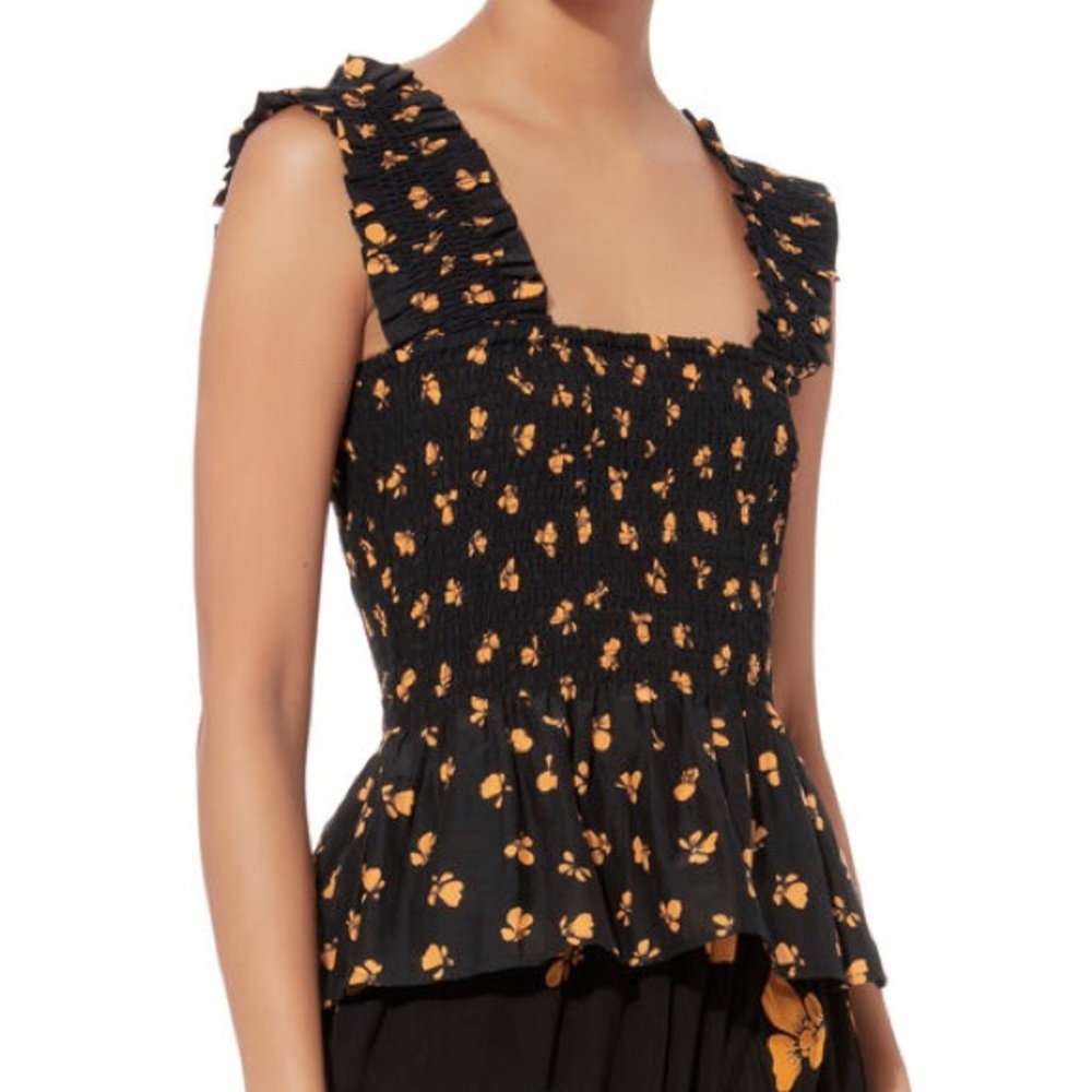 GANNI Beacon silk cotton top size small